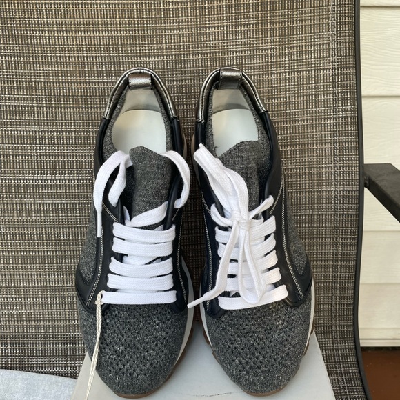NWT Brunello Cucinelli Leather Knit Women Sock Sneakers Size 36 - Picture 3 of 9